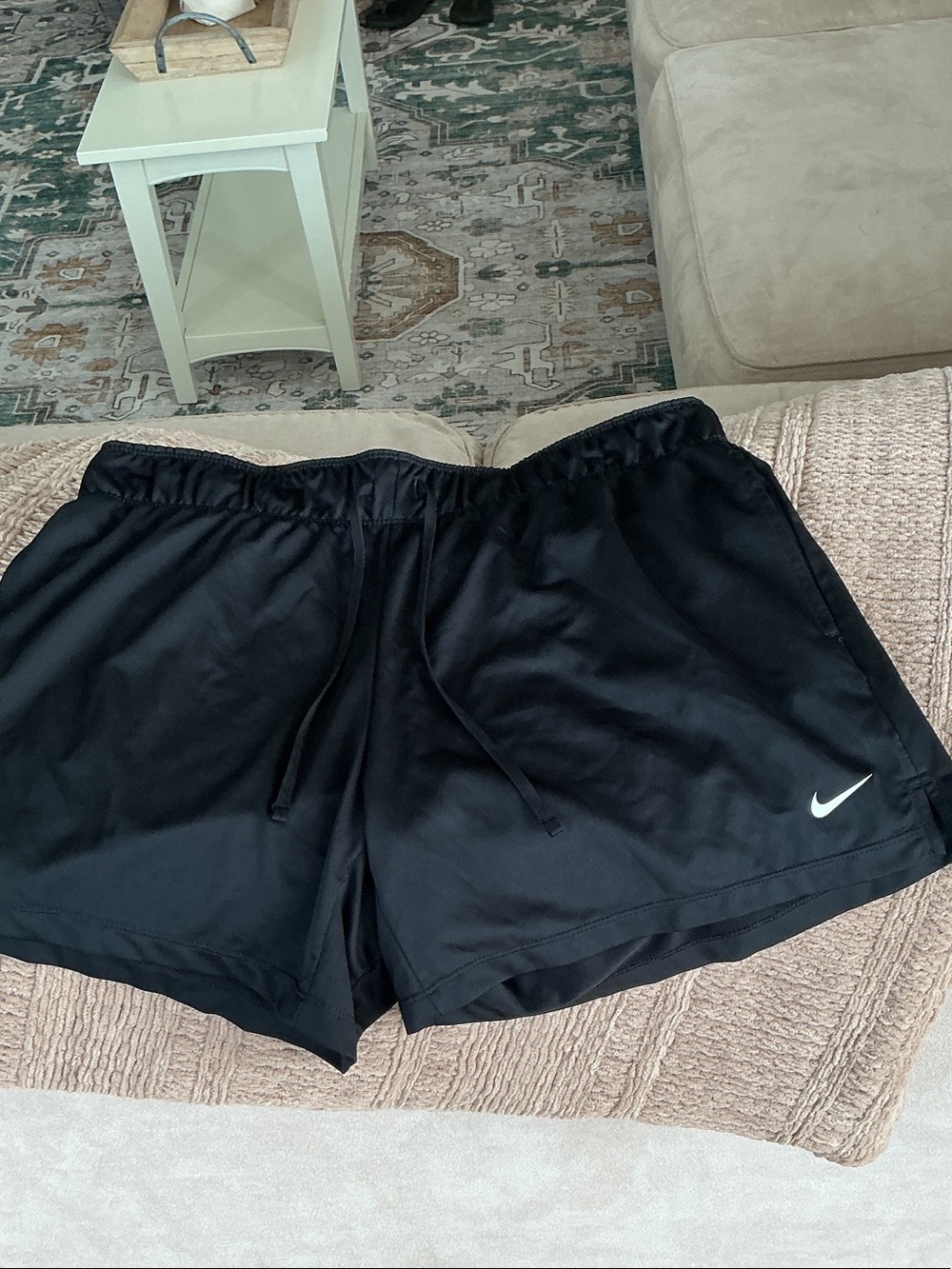 Nike Black Women's Athletic Running Shorts with White Swoosh